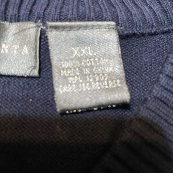 Oscar De La Renta Knit V-Neck Sweater Vest Navy Blue Men's Size XXL 100% Cotton - Picture 5 of 6